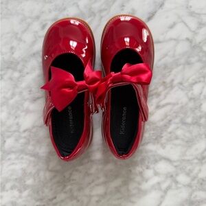 Toddler 11 Girls Red Patent Bow Dress Shoes